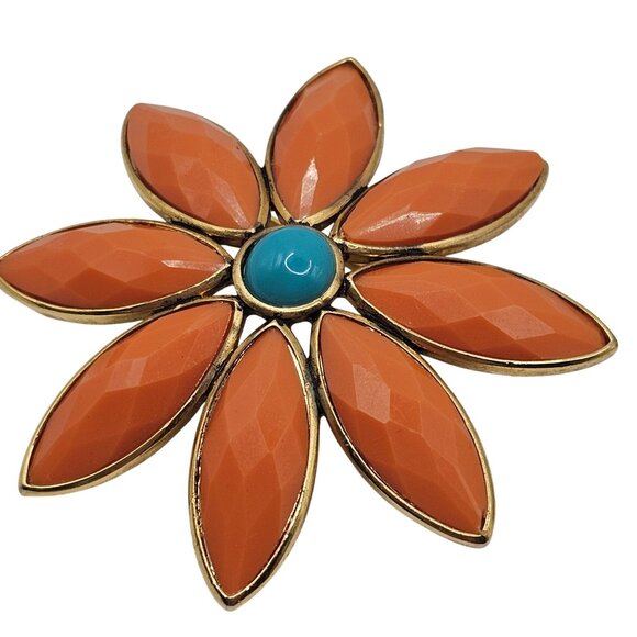 VTG 3PC Brooch Lot Fairycore Orange Gold Tone Whimsy Feminine Charming Boho Pins - Picture 5 of 13